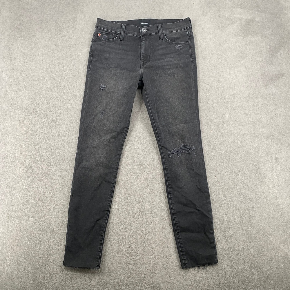 Hudson Natalie Primadonna Super Skinny Jeans Distressed Faded Black Size 27